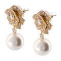 Self-Portrait Pearl Drop Earrings — Gold