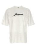 Jacquemus Logo-Embroidered Cotton-Hemp T-Shirt — White