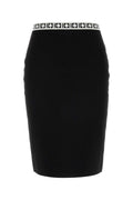 Versace Logo-Waistband Pencil Skirt — Black