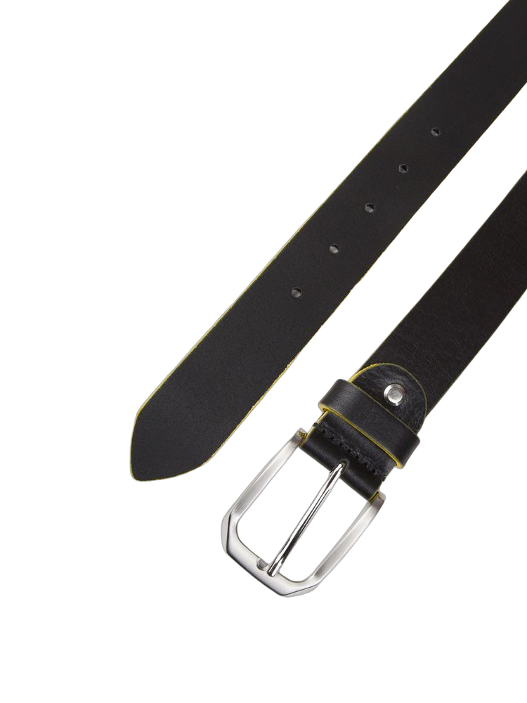 Momo Design Leather with Contrasting Piping Belt — Black