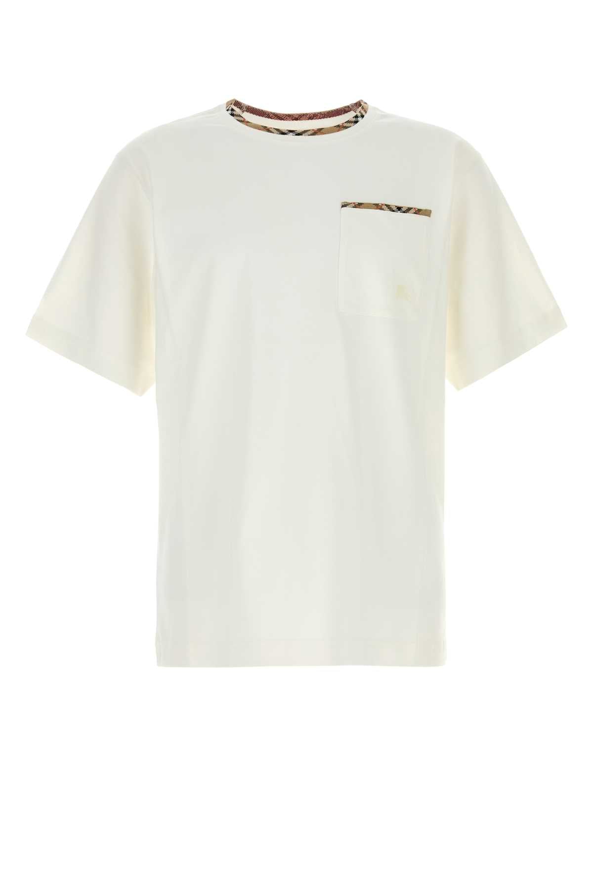 Burberry Cotton with Signature Trim T-Shirt — White