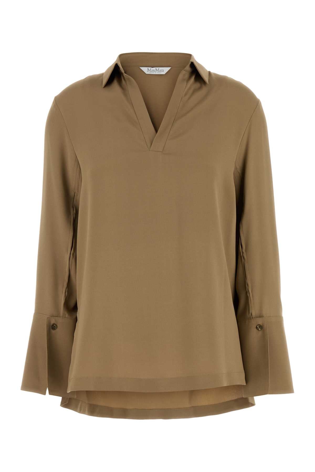 Max Mara Silk-Elastane Blouse — Beige