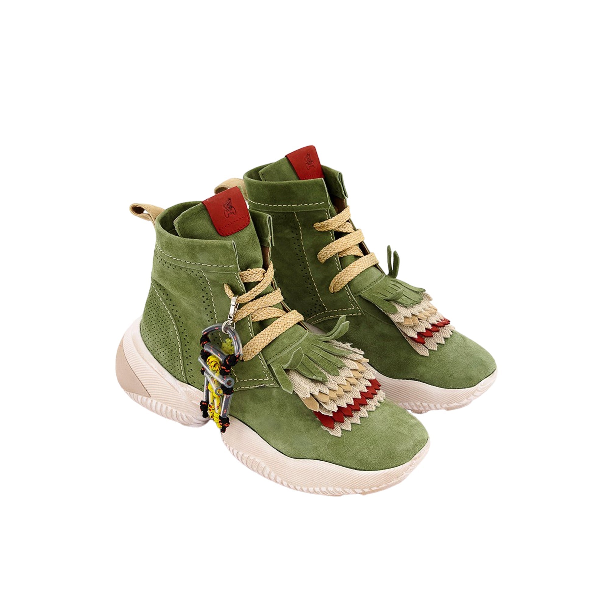 Hogan Fringe-Trimmed Suede Boot — Green