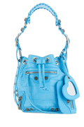 Balenciaga Crocodile-Embossed Leather Bucket Bag — Blue