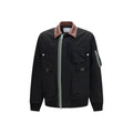 Sacai Leather-Trim Cotton Bomber Jacket — Black
