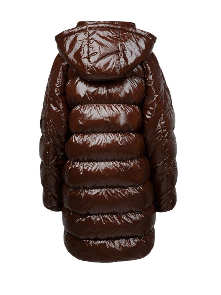 Pinko Quilted Nylon Down Jacket — Brown