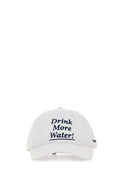 Sporty & Rich DRINK Text-Embroidered Cotton Baseball Cap — White