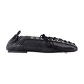 Ganni Python Embossed Lace-Up Ballerina Flat — Black