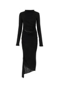 Andrea Adamo Ruched Viscose Dress — Black