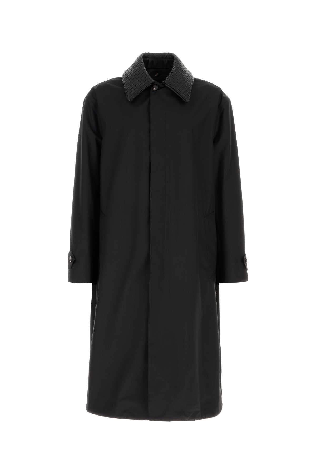 Bottega Veneta Wool Silk Trench Coat — Black