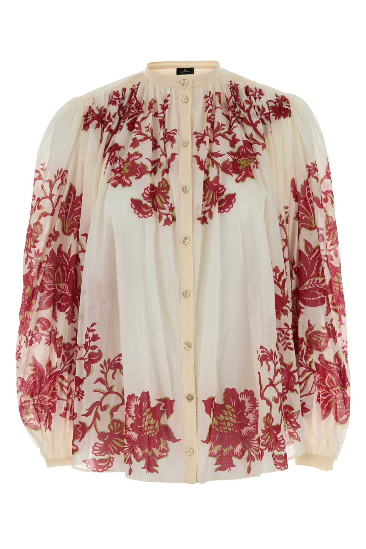 Etro Floral-Printed Cotton Blouse — Beige