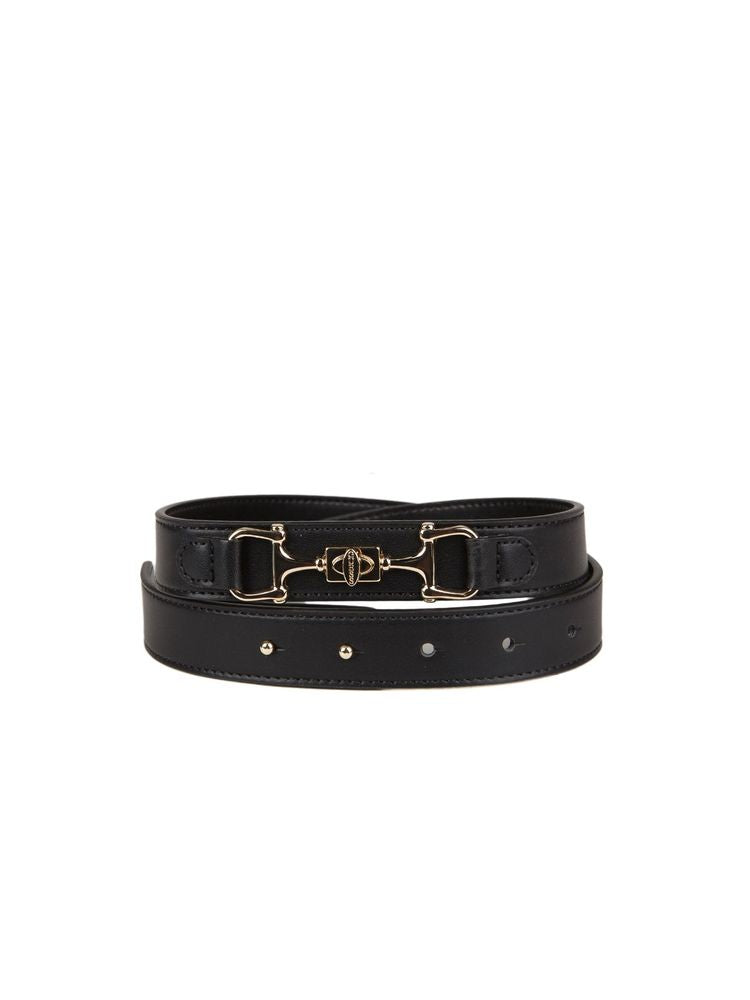 Guess Horsebit-Hardware Polyester Belt — Black