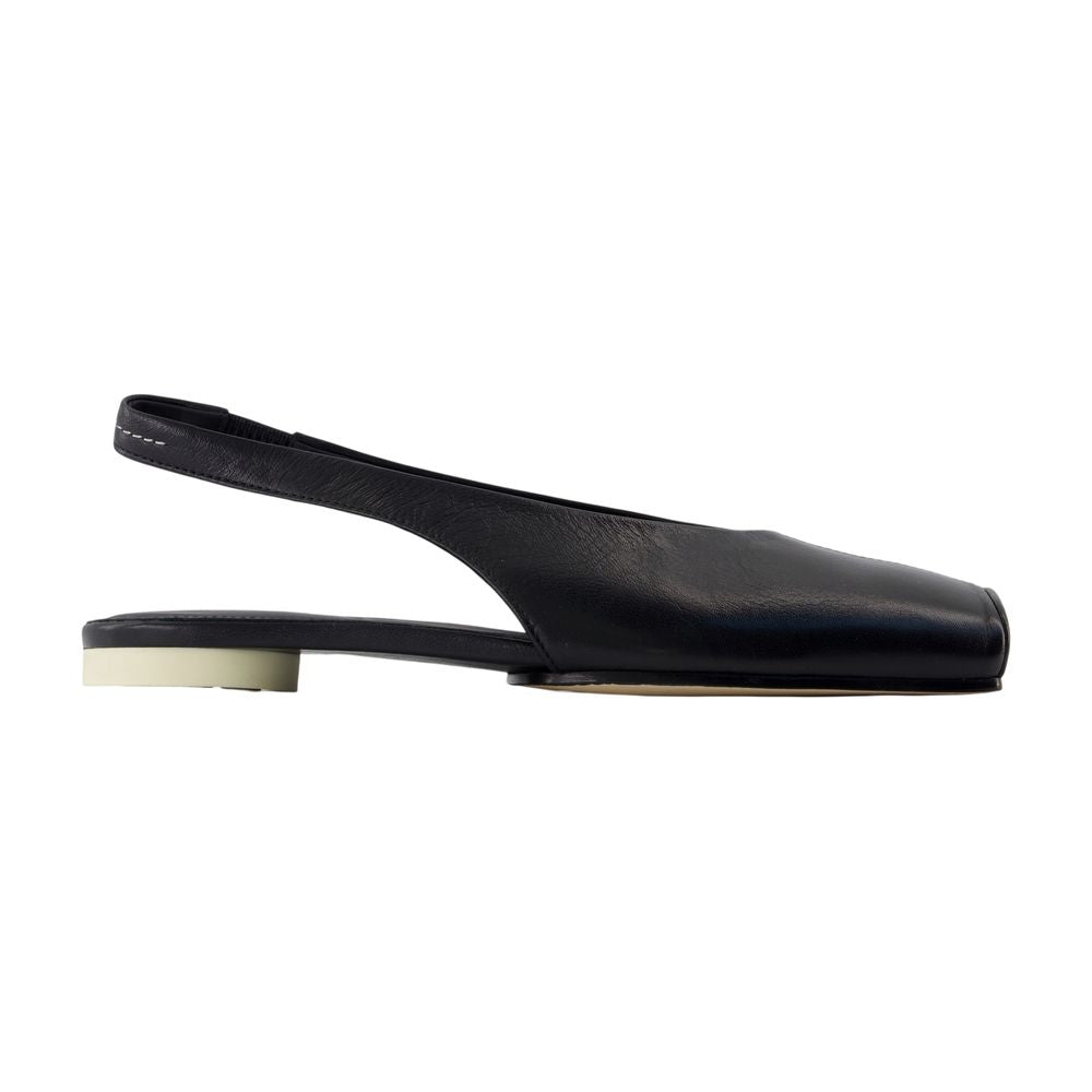 MM6 Maison Margiela Leather Slingback Flat — Black