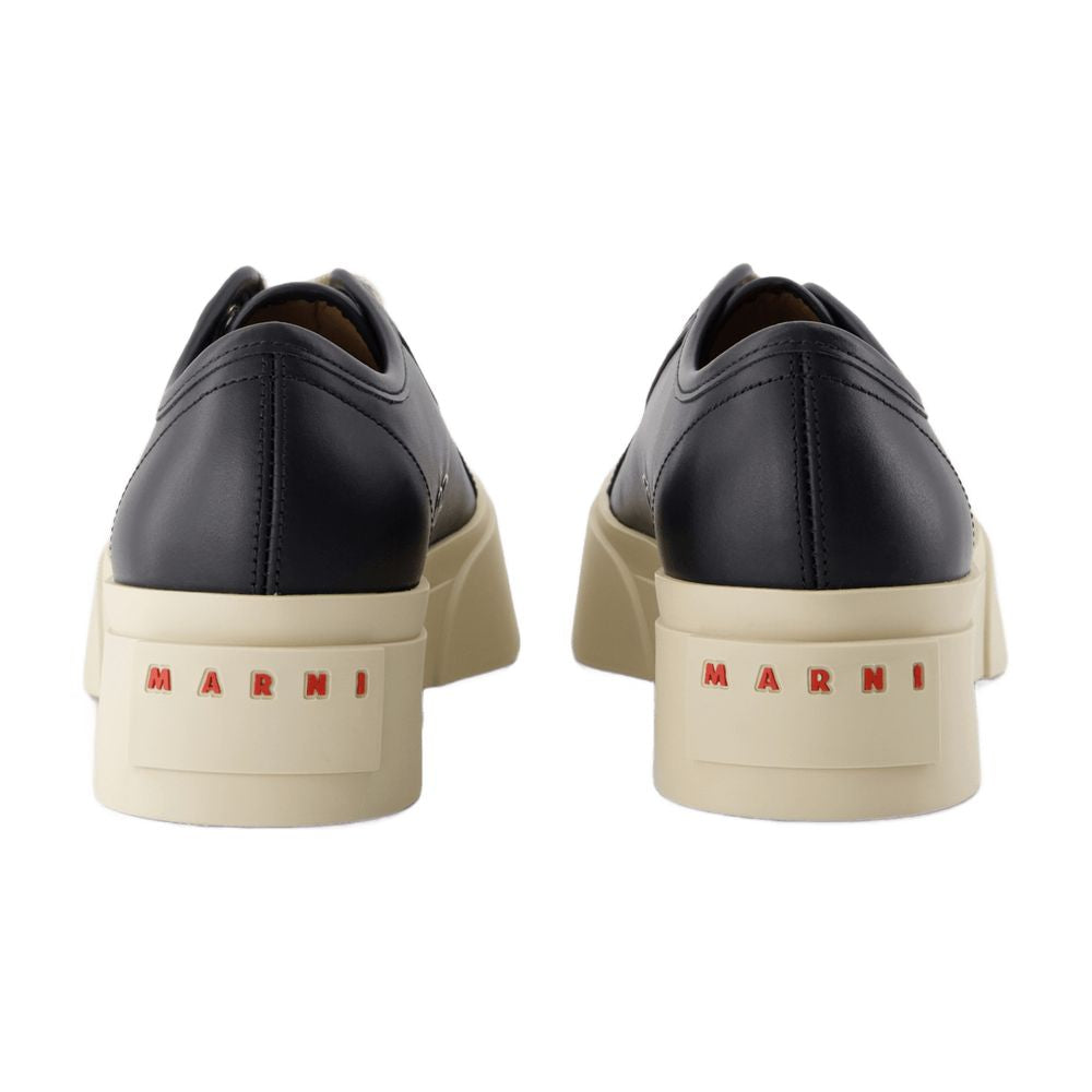 Marni Laced Leather Sneaker — Black