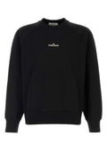 Sudadera de algodón con el logo bordado de Stone Island — Negro