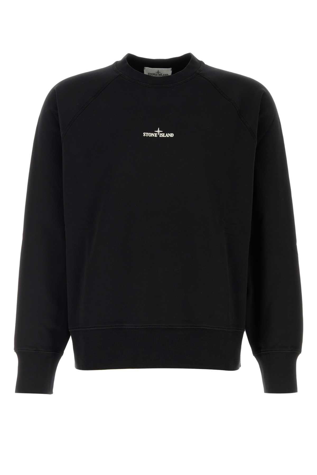 Stone Island Logo-Embroidered Cotton Sweatshirt — Black