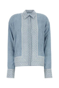 Ermanno Scervino Silk Geometric-Jacquard Shirt — Blue
