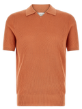 Brunello Cucinelli Ribbed Cotton Polo Shirt — Orange