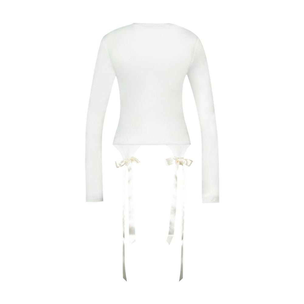 Simone Rocha Bow-Tail Long Sleeve T-Shirt — White
