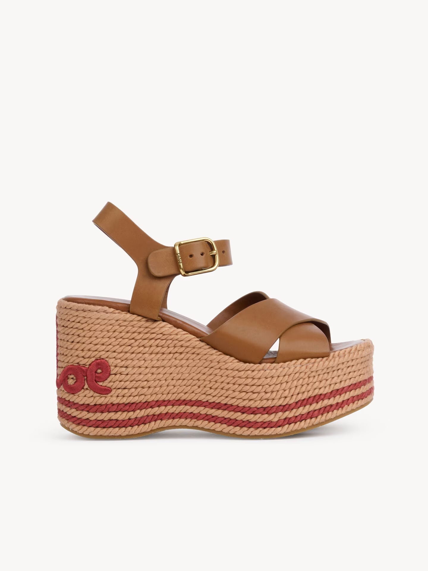 Chloé Leather Platform Sandal — Brown