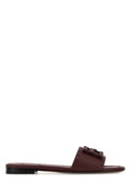 Fendi FF Logo Leather Slide Slipper — Burgundy