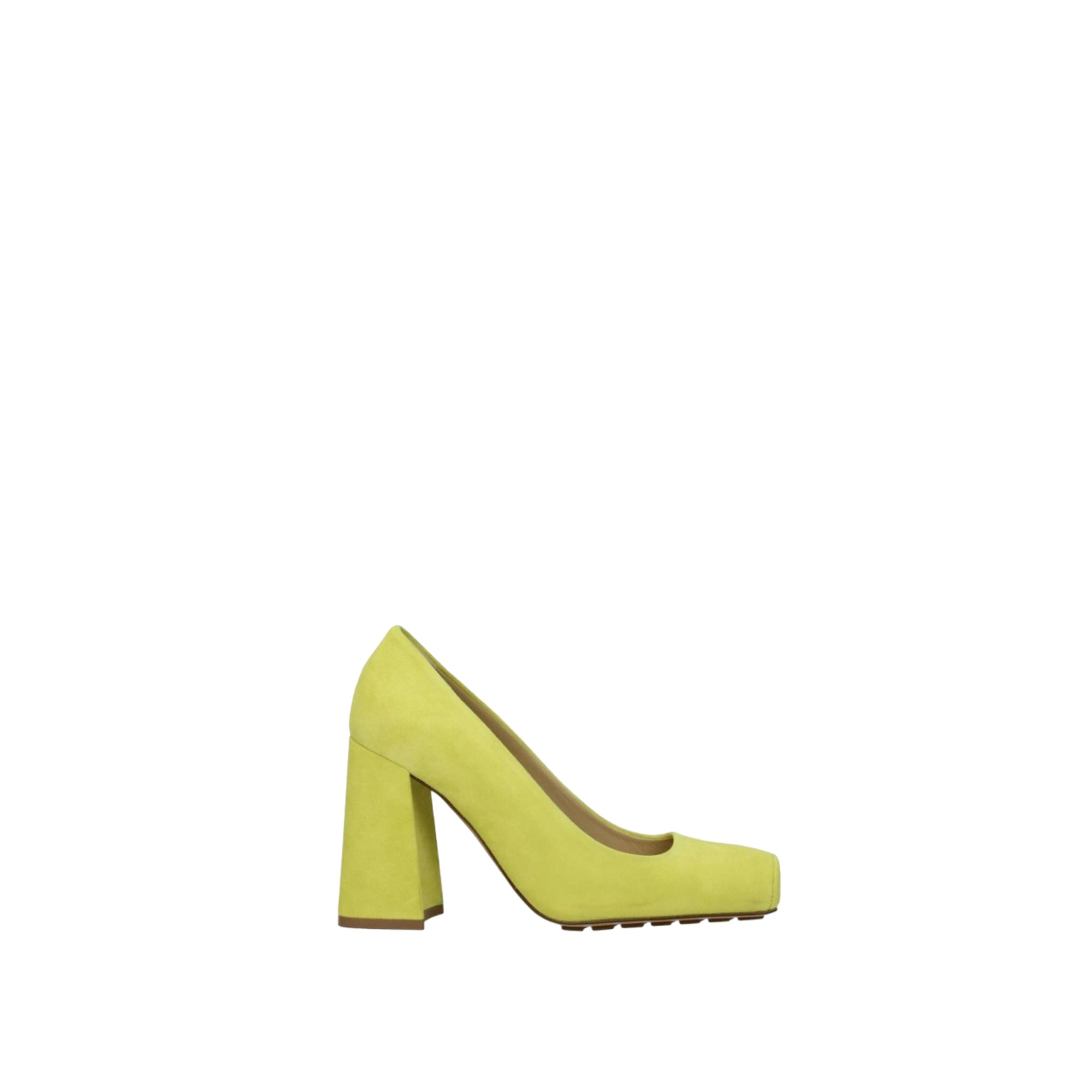 Bottega Veneta Square-Toe Block-Heel Pump — Green