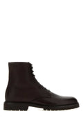 Brunello Cucinelli Leather Lace-Up Boot — Black