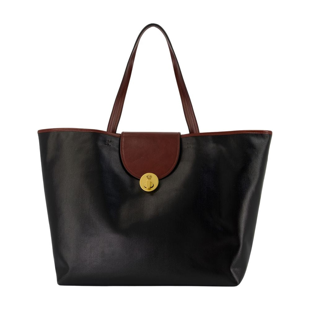 Versace Leather Colorblock Tote Bag — Black