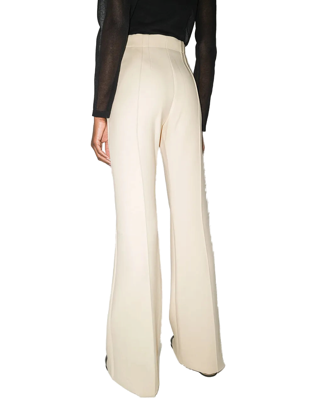 Ferragamo High-Waist Flared Trousers — Beige