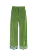 Valentino Garavani Embroidered Cotton-Linen Trousers — Green