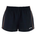Miu Miu Side-Striped Technical Shorts — Navy