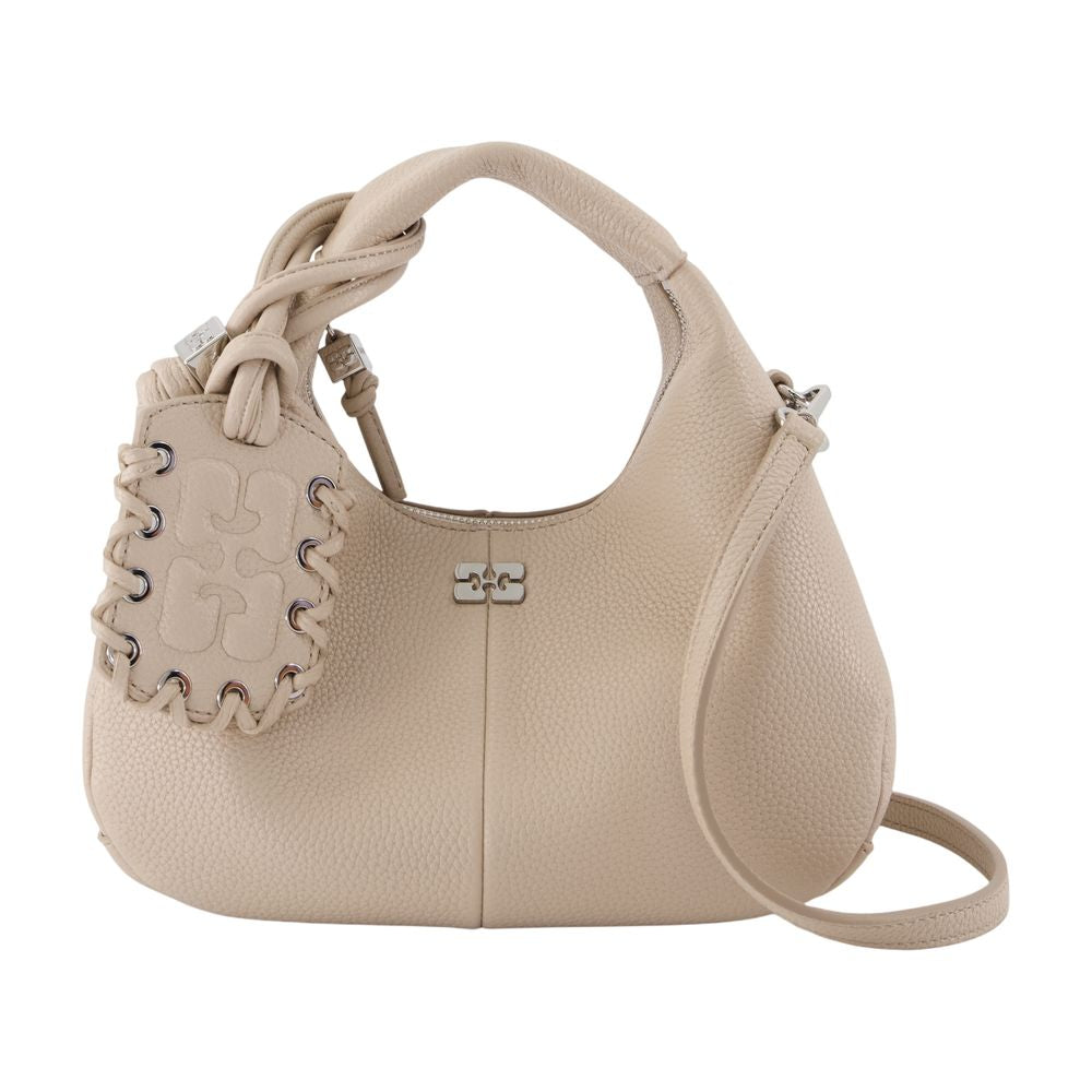 Ganni Grained Leather Mini Bag — Beige