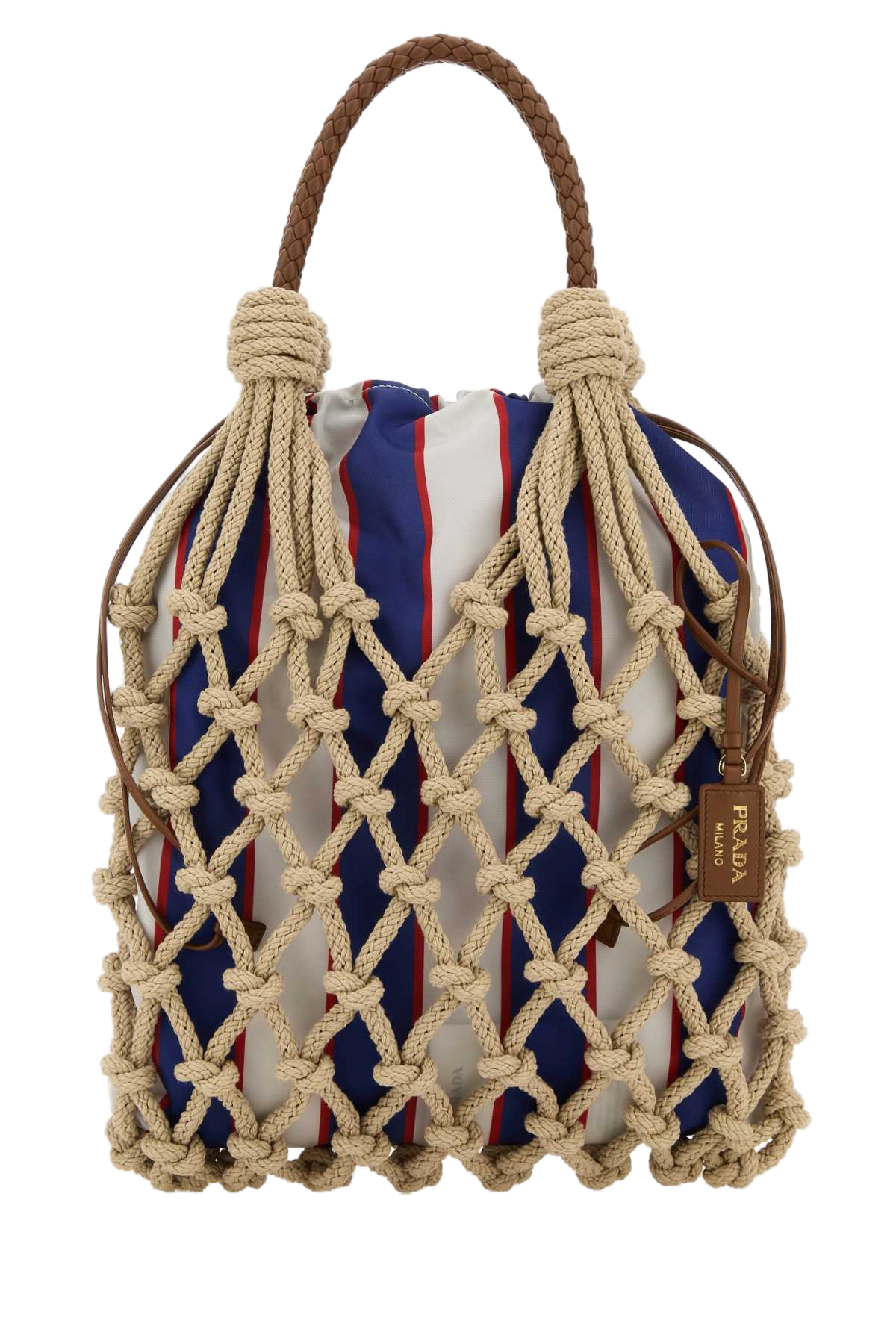 Prada Rope-Net Mesh Shoulder Bag — Beige