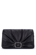 Roger Vivier Ruched Leather Clutch — Black