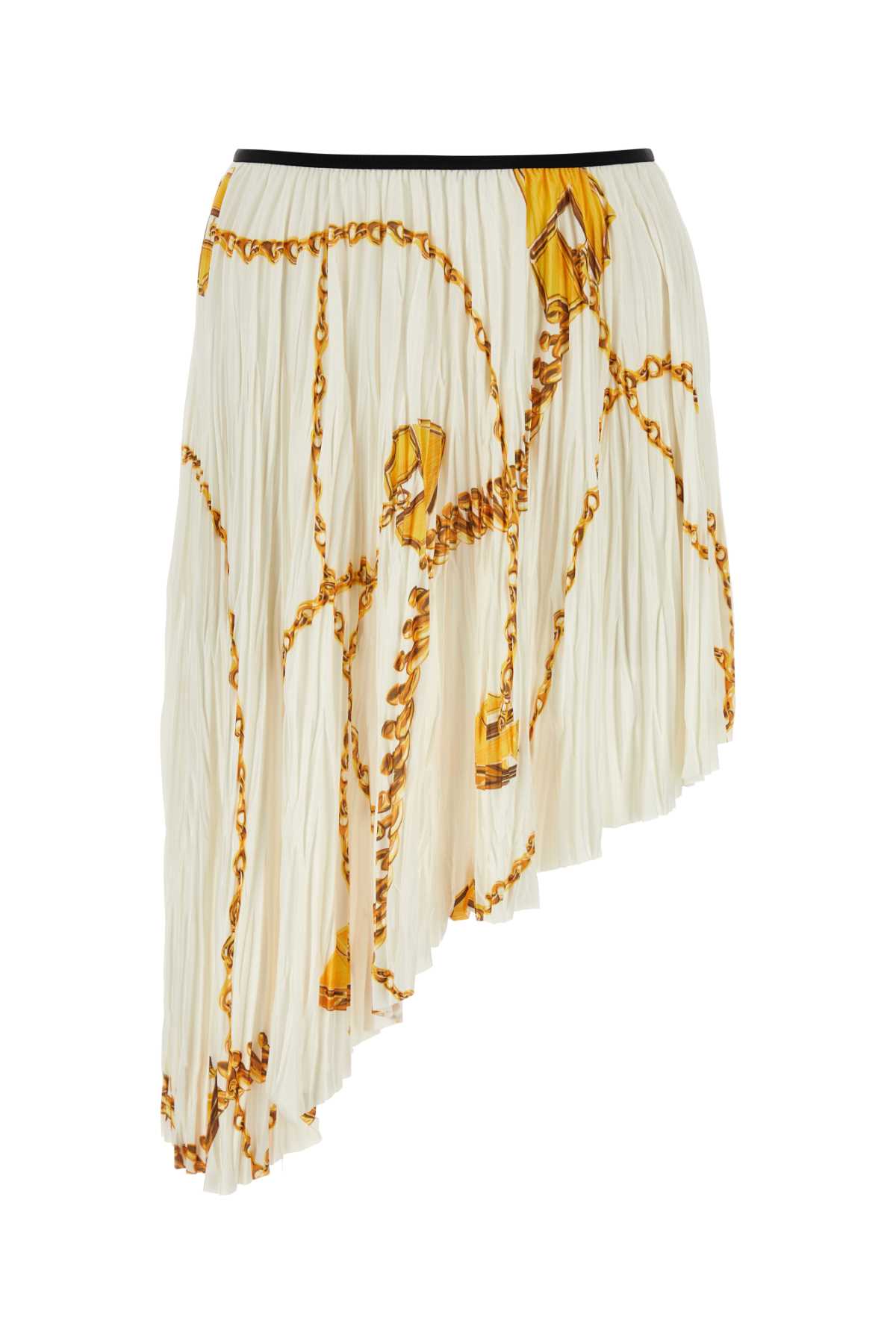 Burberry Chain-Print Pleated Skirt — White