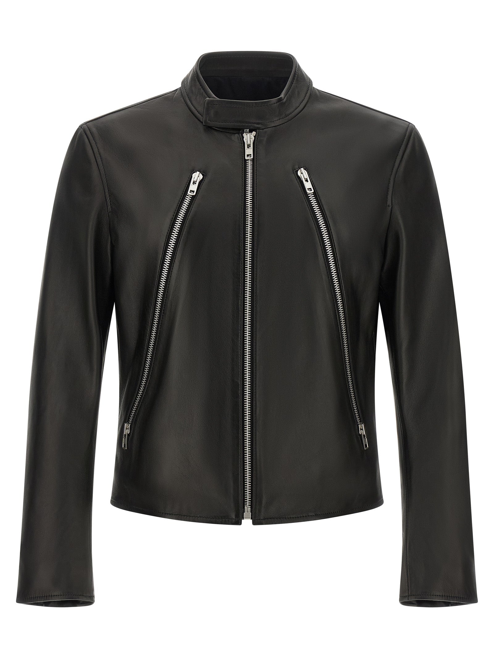 Maison Margiela Lamb Leather Multi-Zip Jacket — Black