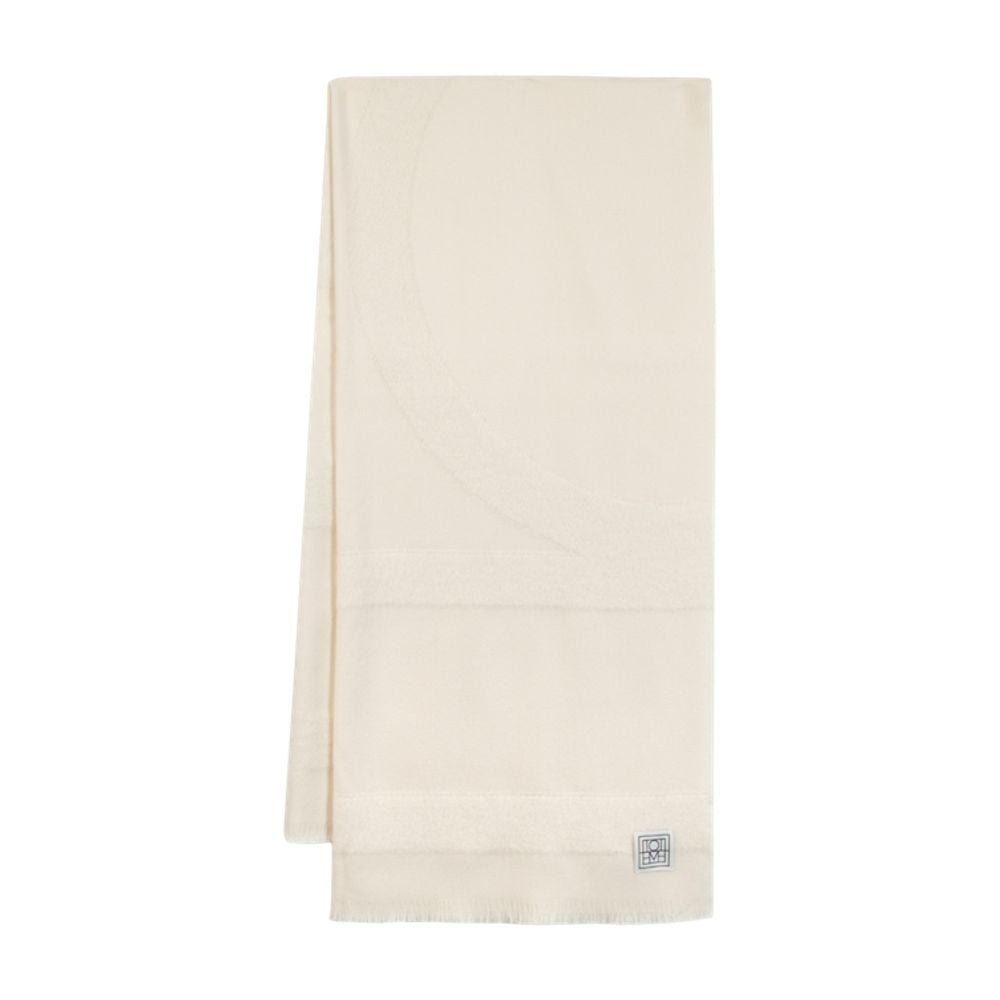 Toteme Monogram Twill Wool Scarf — White