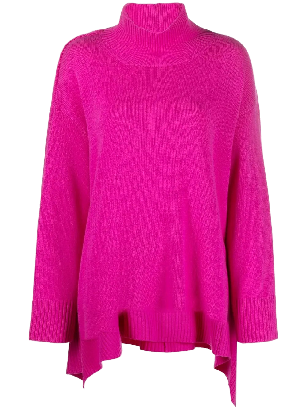 Valentino Draped Roll-Neck Virgin Wool-Cashmere Sweater — Pink