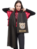 Moschino Bear Logo Embroidered Scarf — Black