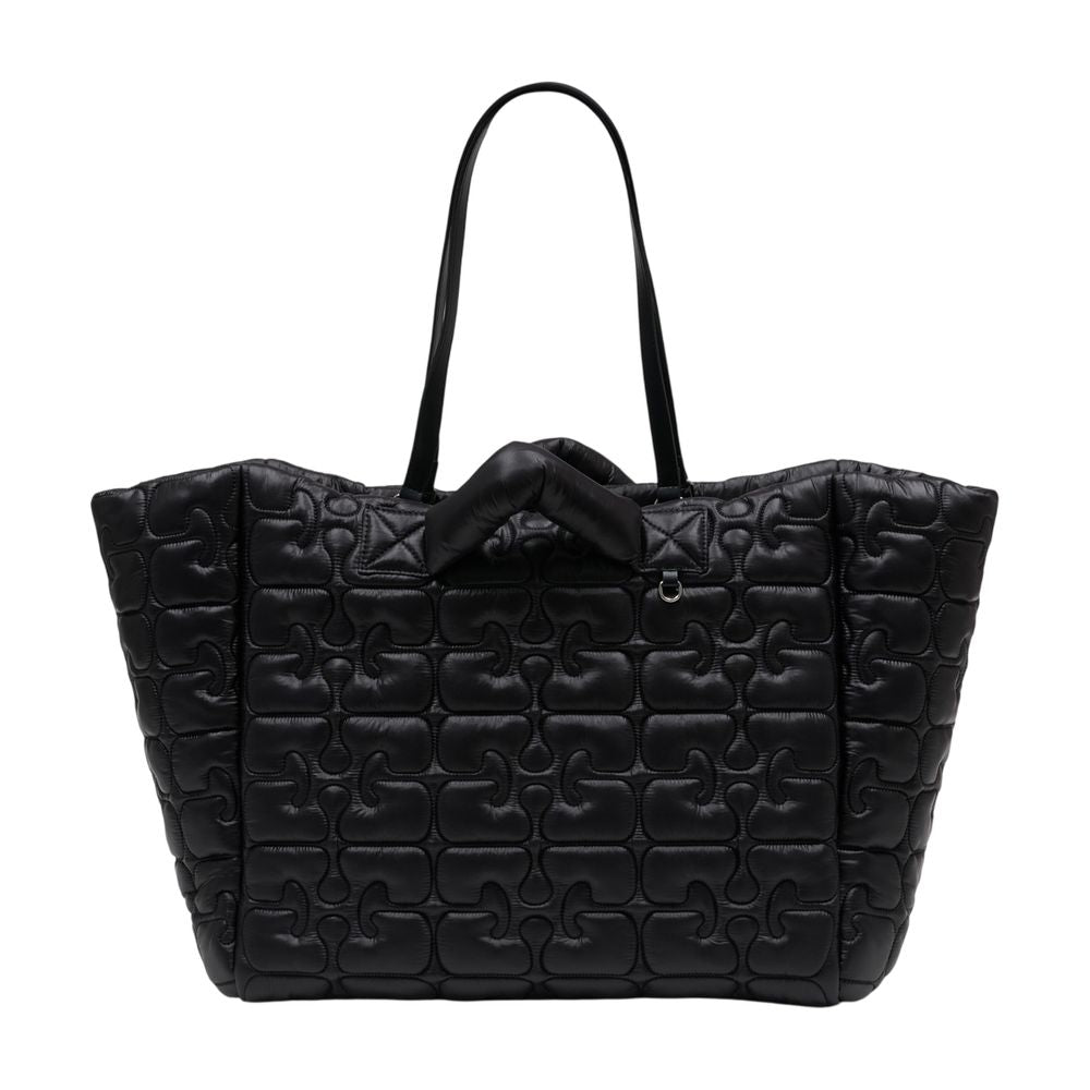 Ganni Quilted Synthetic Tote Bag — Black