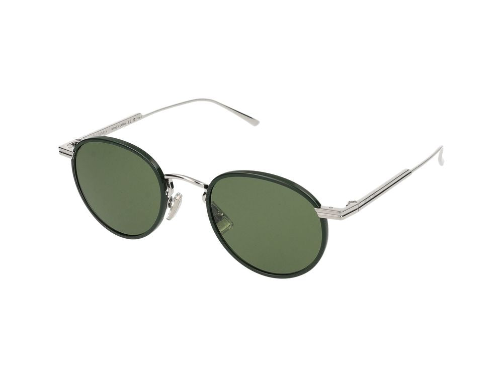 Bottega Veneta BV1389S Round Metal Frame Sunglasses — Silver