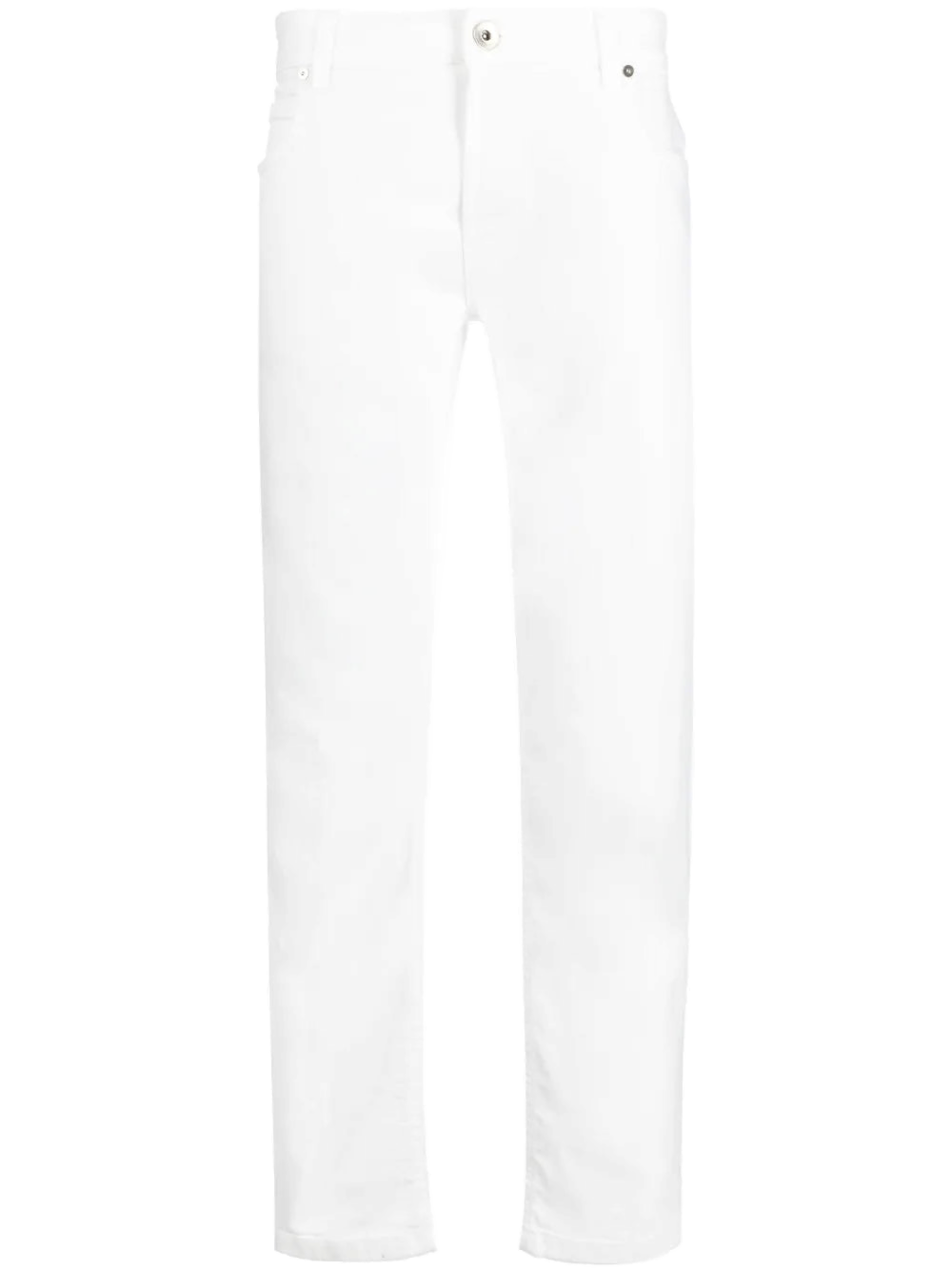 Eleventy Stretch-Cotton Tapered Jeans — White