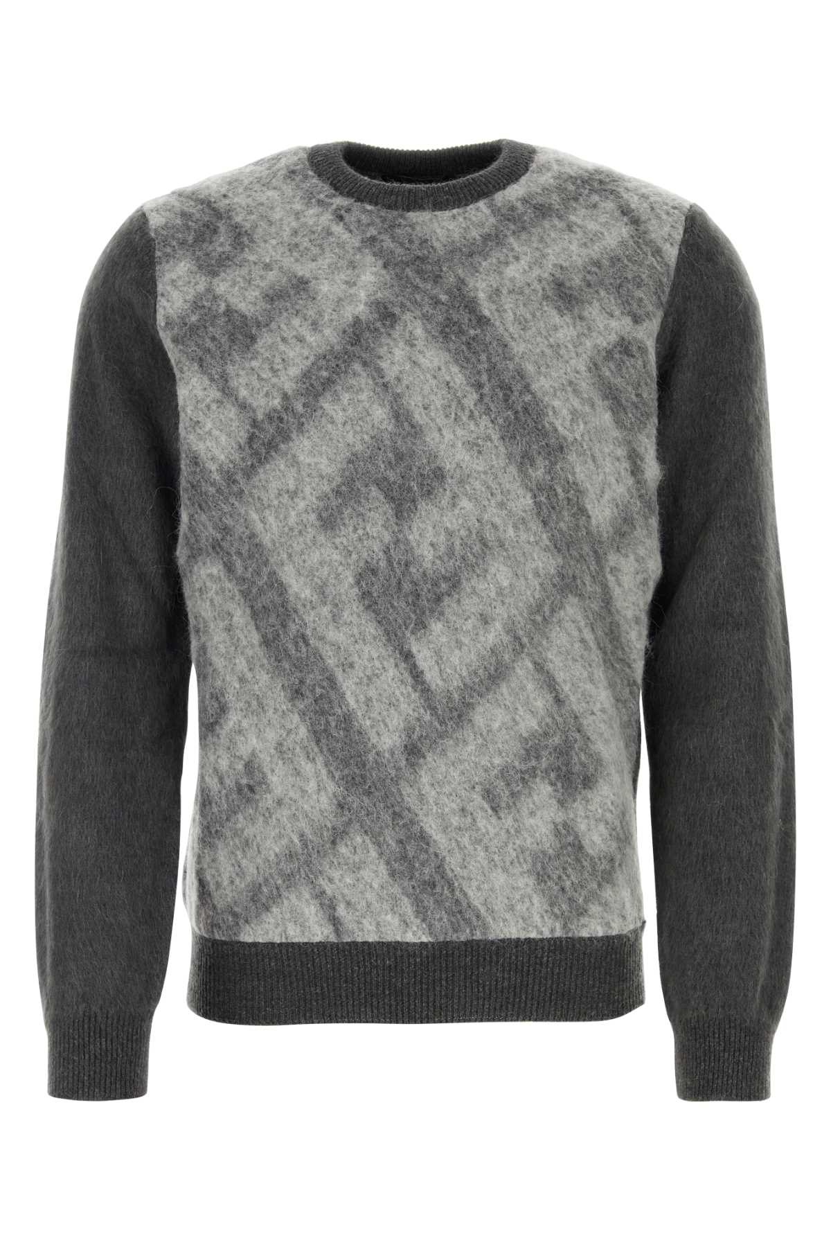 Fendi Intarsia Virgin Wool Sweater — Gray