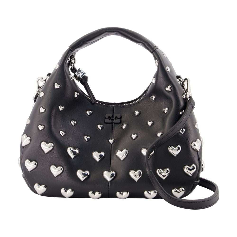 Ganni Heart-Studded Synthetic Mini Bag — Black
