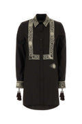 Burberry Silk with Lace Trim Dress — Brown