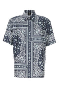 Fendi Baroque Floral Silk Shirt — Navy