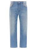 Moschino Logo-Patch Cotton Jeans — Blue