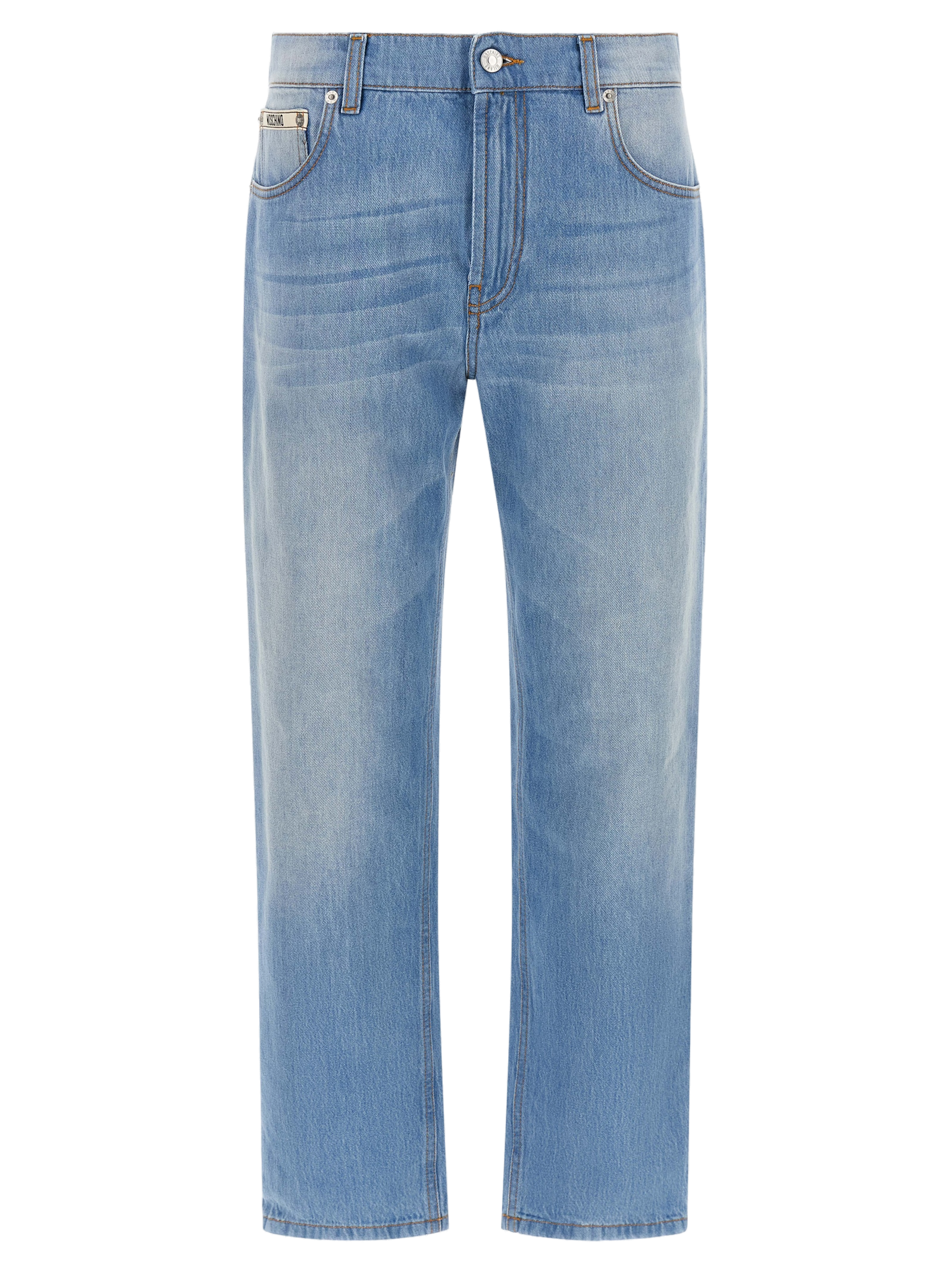 Moschino Logo-Patch Cotton Jeans — Blue