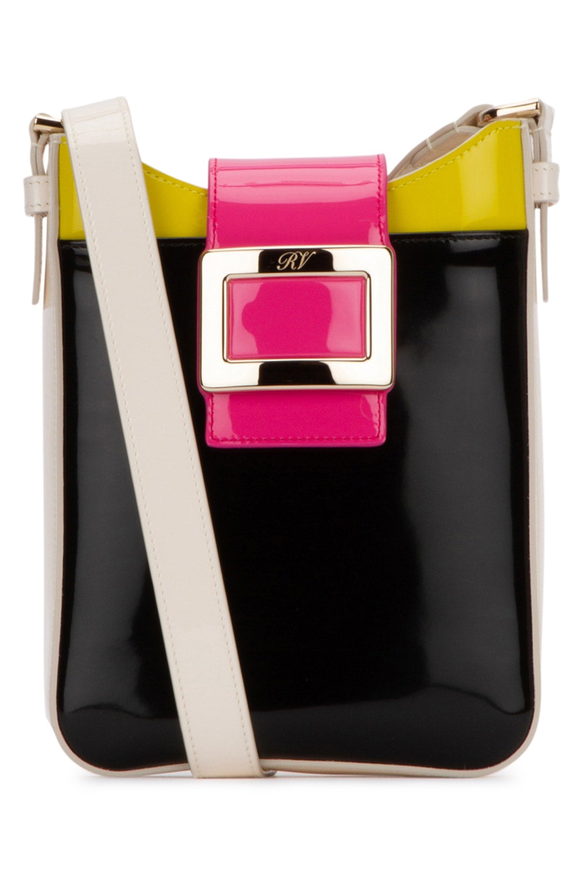 Roger Vivier Colorblock Patent Leather Crossbody Bag — Multicolor