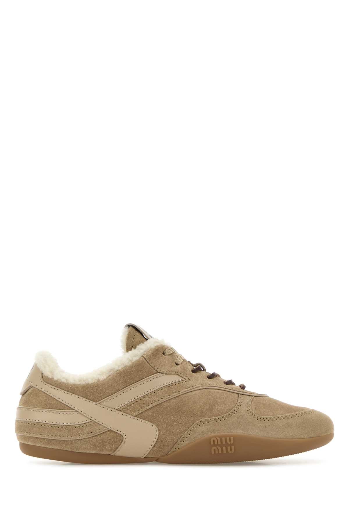 Miu Miu Allacciate Sneaker — Beige